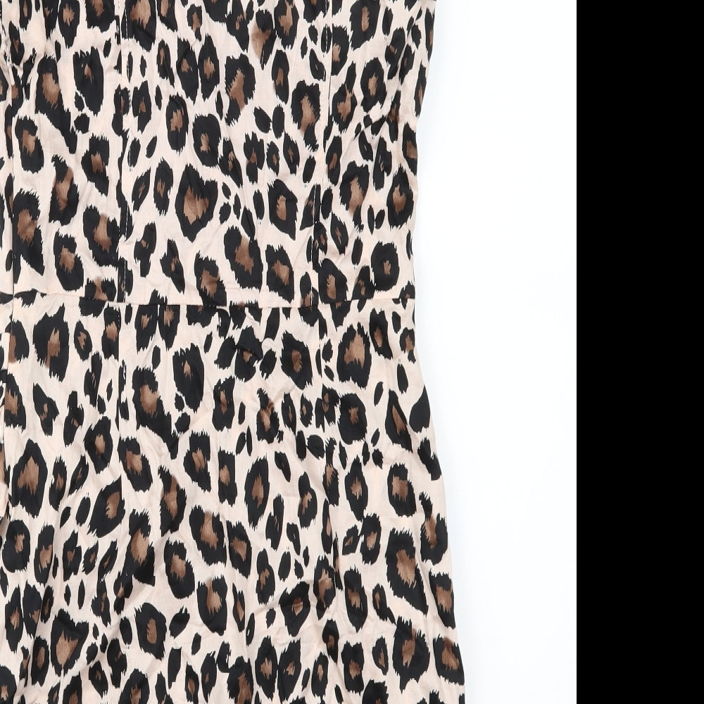 Miss Selfridge Womens Brown Animal Print Shift Size 10