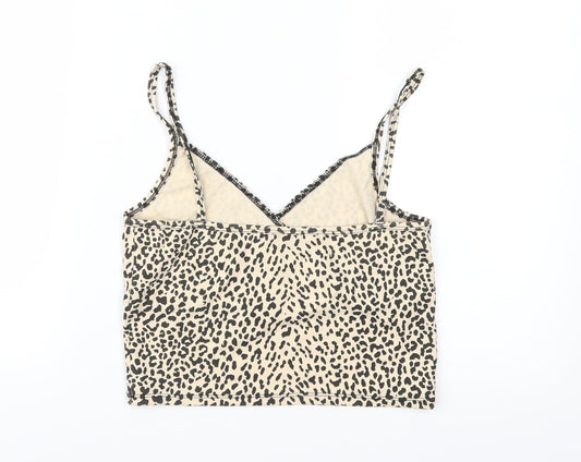 SheIn Womens Brown Animal Print Jersey Camisole Blouse Size M