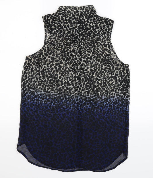 Divided Womens Multicoloured Animal Print Basic Button-Up Size 10