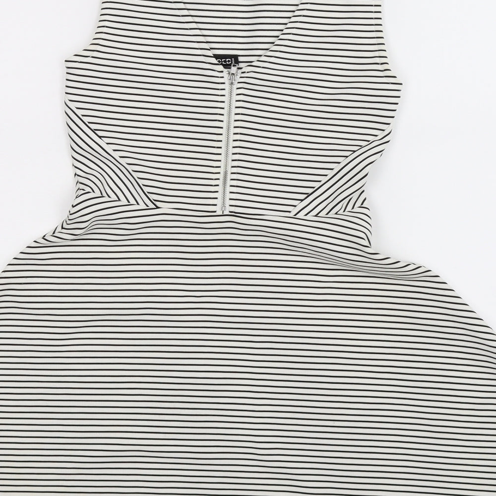 Divided Womens White Striped Fit & Flare Size 8