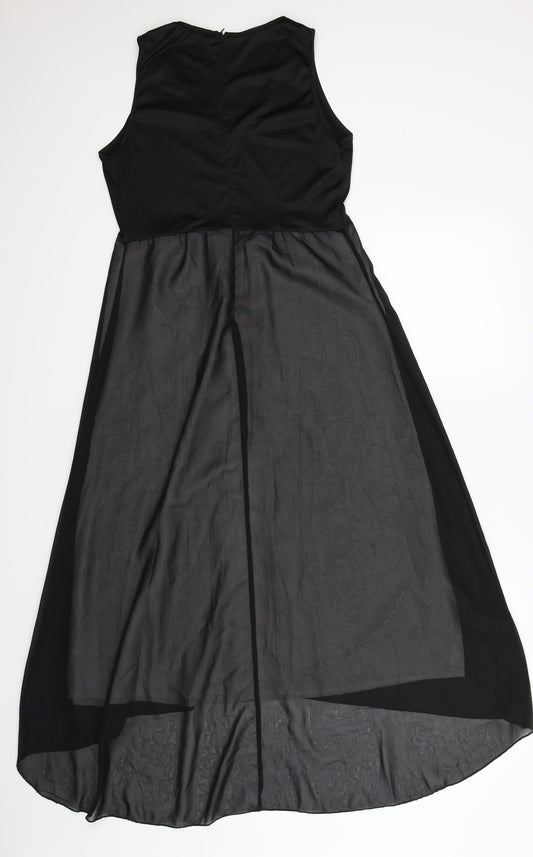 Back view of women’s black maxi, size UK 10