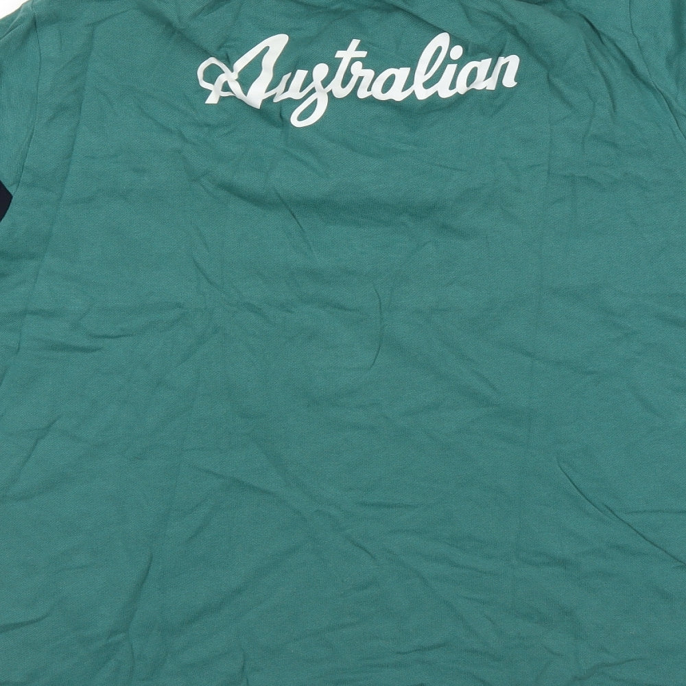 Australia Mens Green Colourblock Polo Size L