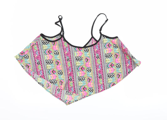 Primark Womens Pink Geometric Cropped Tank Size 10 - Beach Wear