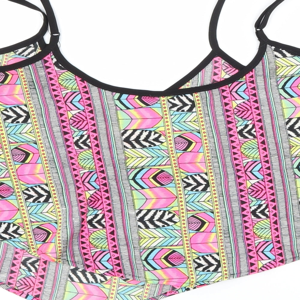 Primark Womens Pink Geometric Cropped Tank Size 10 - Beach Wear