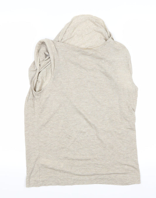 Autograph Womens White Striped Basic T-Shirt Size 12