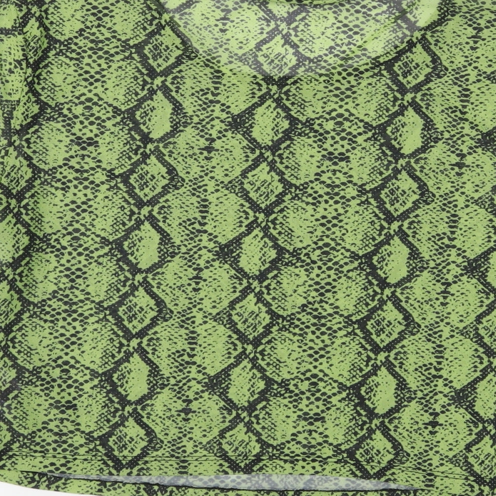 Primark Womens Green Animal Print Cropped T-Shirt Size 10
