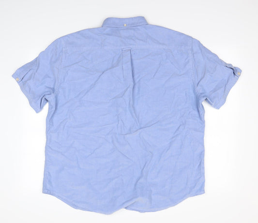 m&s Womens Blue Striped Basic Button-Up Size 2XL