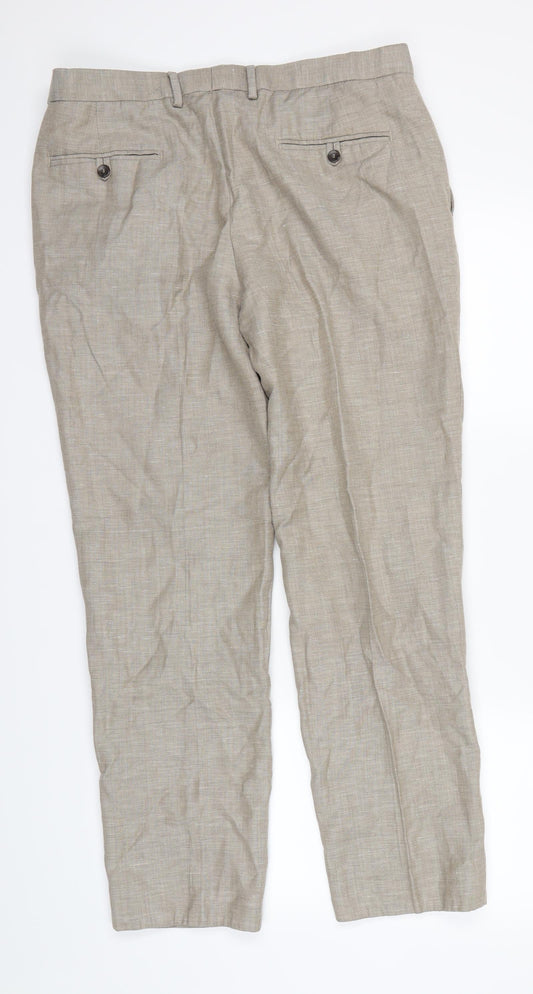 M&S Mens Beige Dress Pants Trousers Size S L30 in