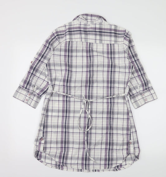 George Womens White Plaid Basic Button-Up Size 10