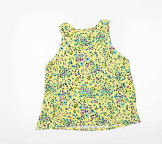 George Womens Yellow Floral Basic Tank Size 14