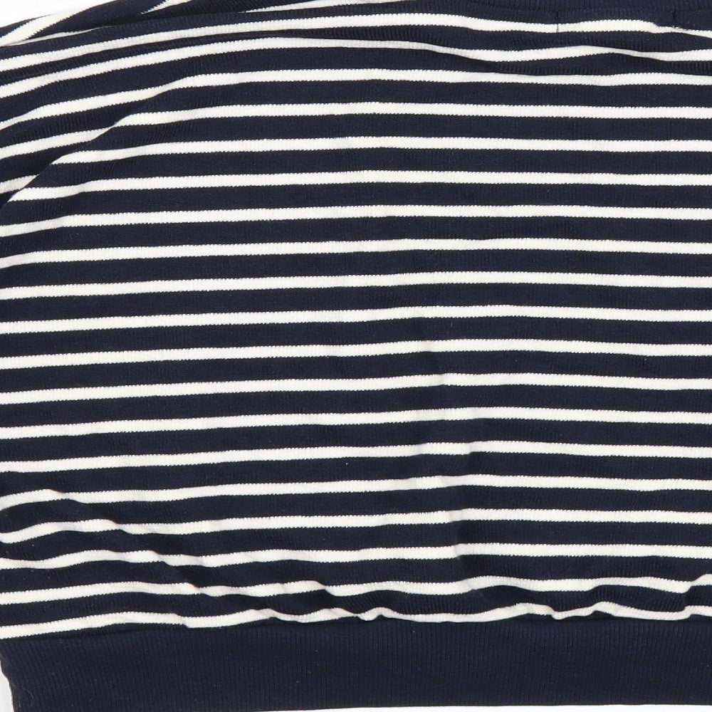 Brand and care label for Primark women’s blue striped jumper, size S