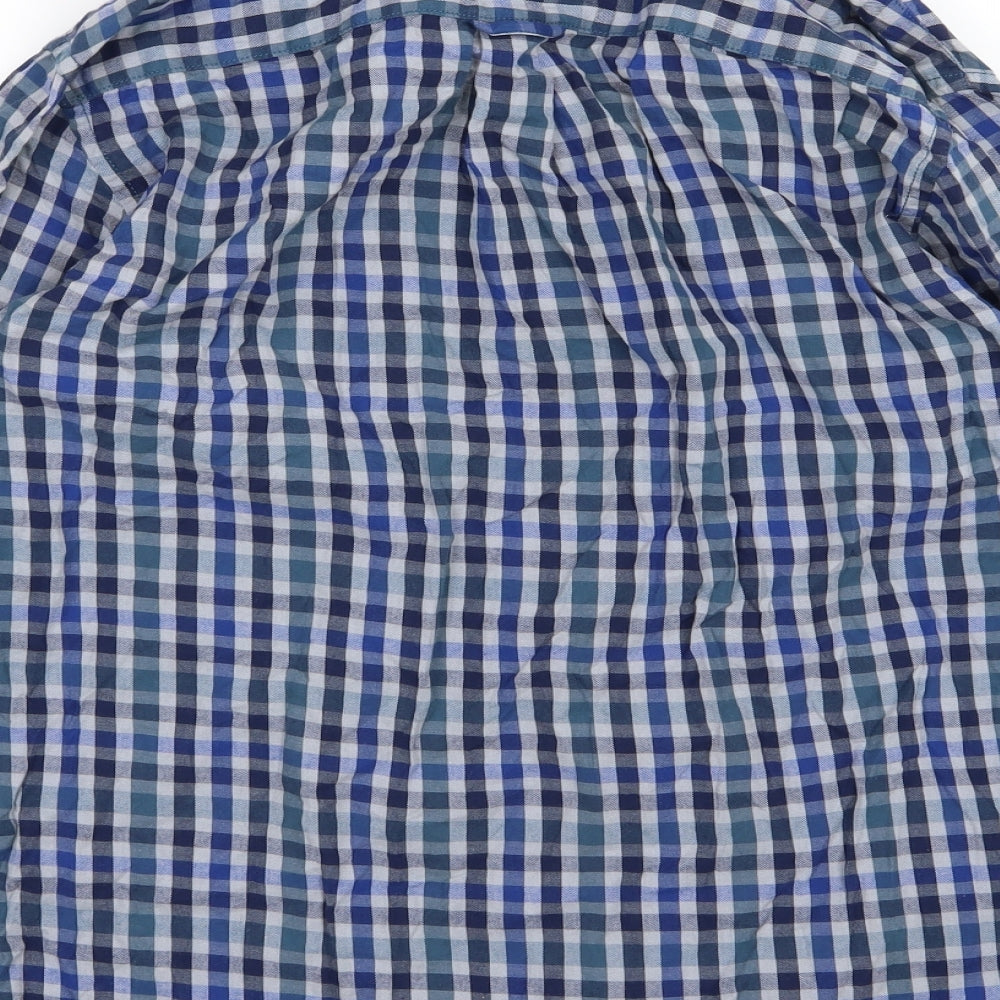 Mens UK Size M EWM Blue Button-Up Long Sleeve Casual Shirt