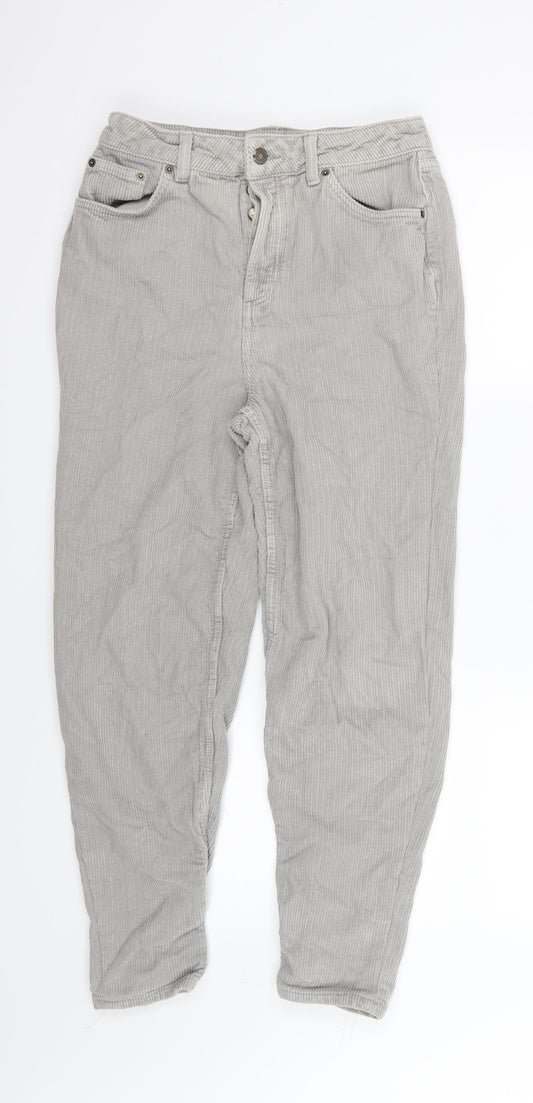 Additional front view of Topshop women’s grey corduroy skinny jeans, size UK 26, in, 30-inch leg