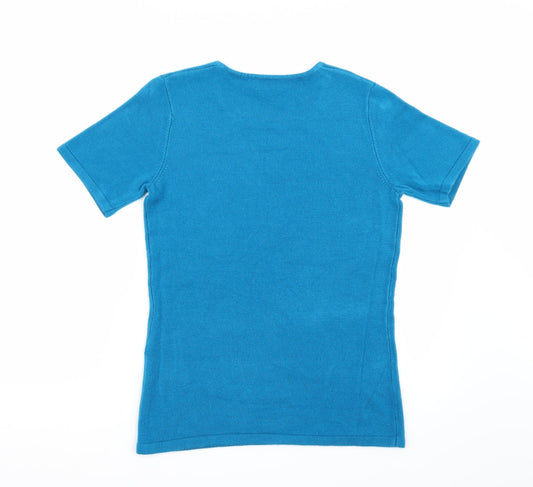 Papaya Womens Blue Basic T-Shirt Size 10