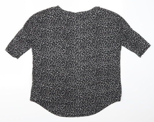 Select Womens Grey Animal Print Basic T-Shirt Size 8