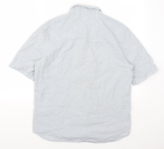 Mens UK Size M H&M Grey Button-Up Short Sleeve Casual Shirt