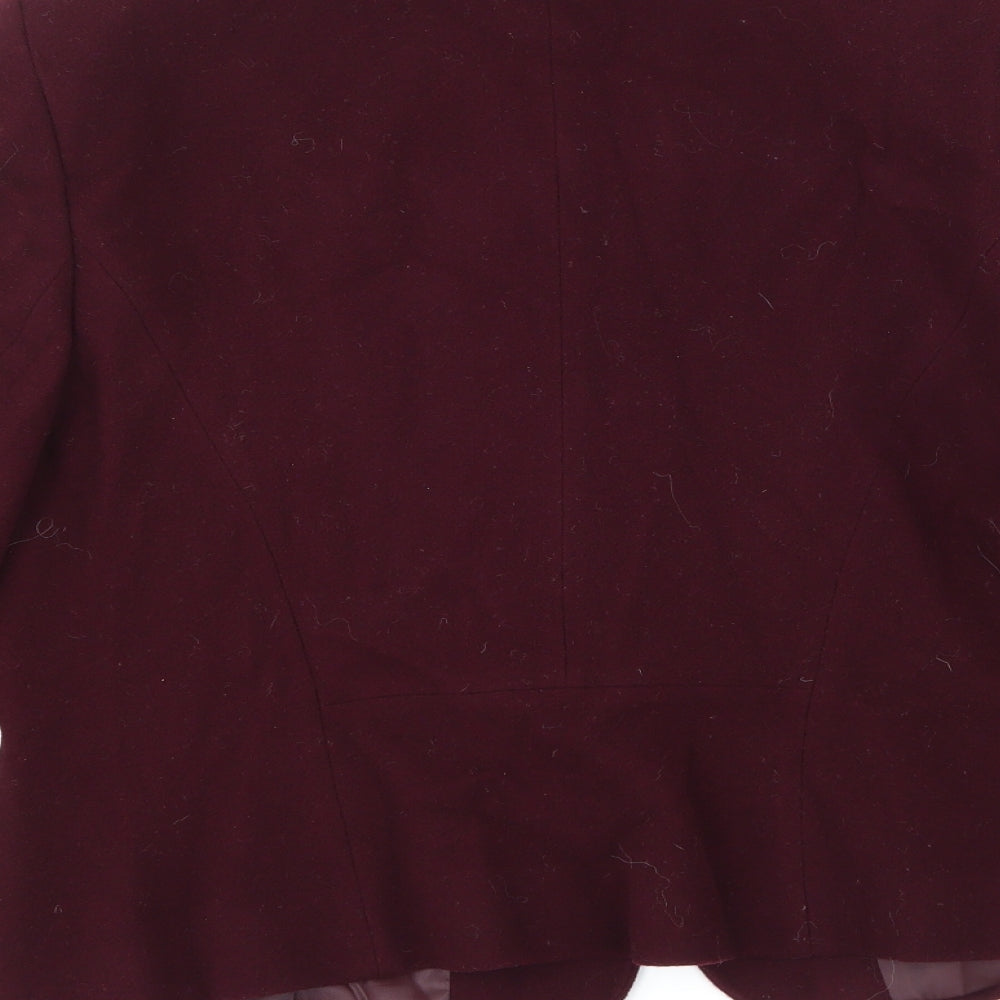Brand and care label for Alex & Co women’s purple jacket, size UK 16