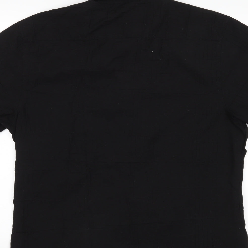 Mens UK Size L Cedar Wood State Black Button-Up Short Sleeve Casual Shirt