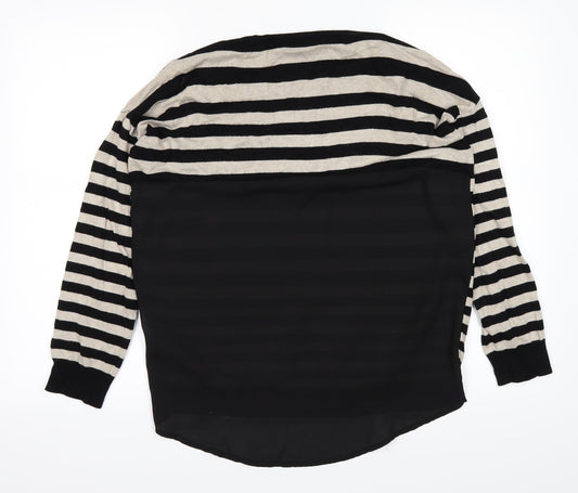 The Collection Womens White Striped Basic T-Shirt Size 10