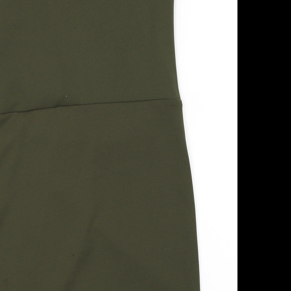 Brand and care label for IX London women’s green pencil dress, size UK 14