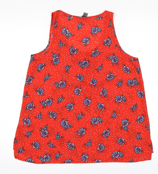 Primark Womens Red Floral Basic T-Shirt Size 12