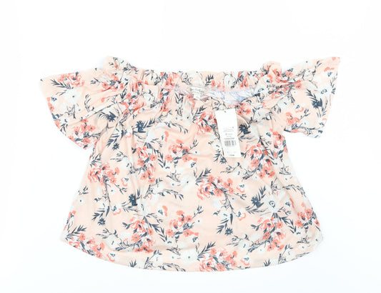 Miss Selfridge Womens Orange Floral Tunic Blouse Size 8