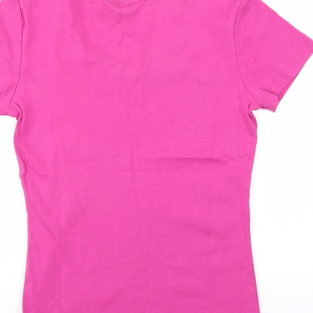 M&Co Womens Pink Basic T-Shirt Size 12