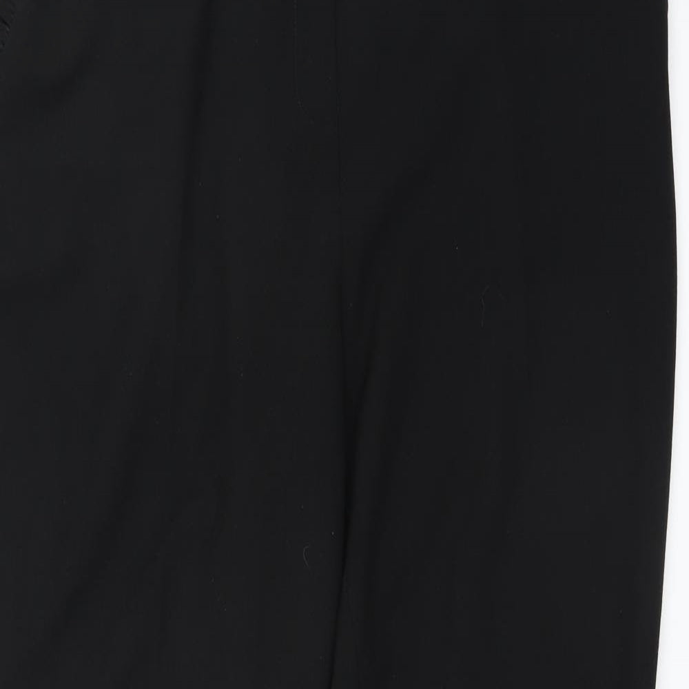 Close-up detail of Matalan women’s black trousers, size UK 16, 28-inch leg