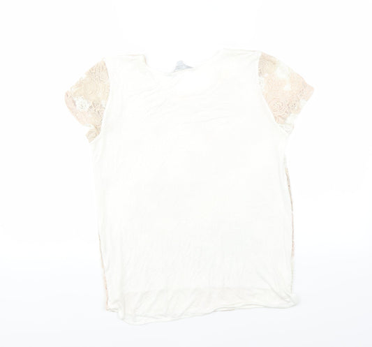 Red Herring Womens White Floral Basic T-Shirt Size 8