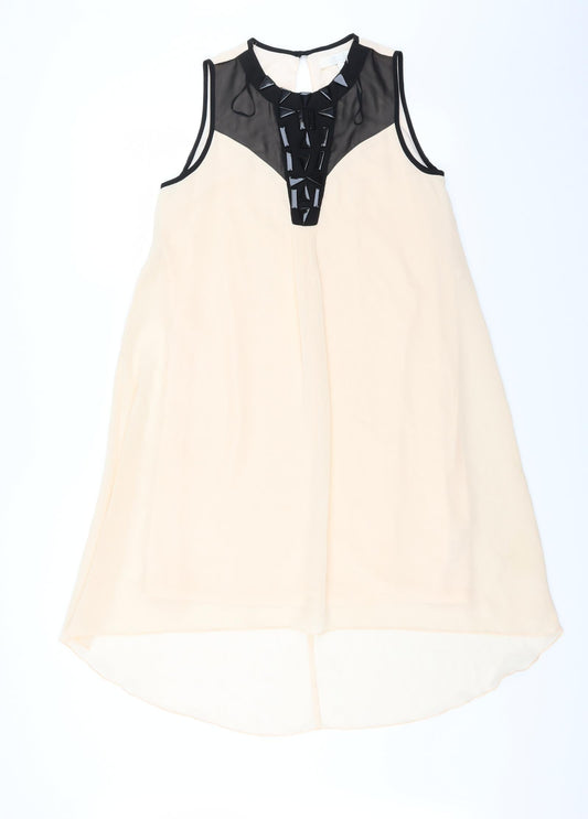 Additional front view of Julien Macdonald women’s pink trapeze & swing, size UK 10, - dipped hem