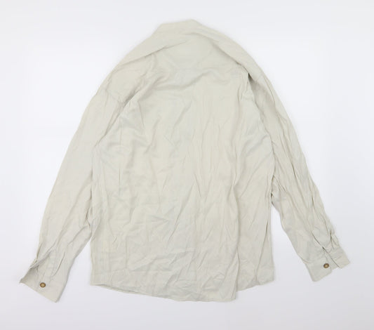 RI Clothing Company Mens Beige Herringbone Chiffon Button-Up Size M