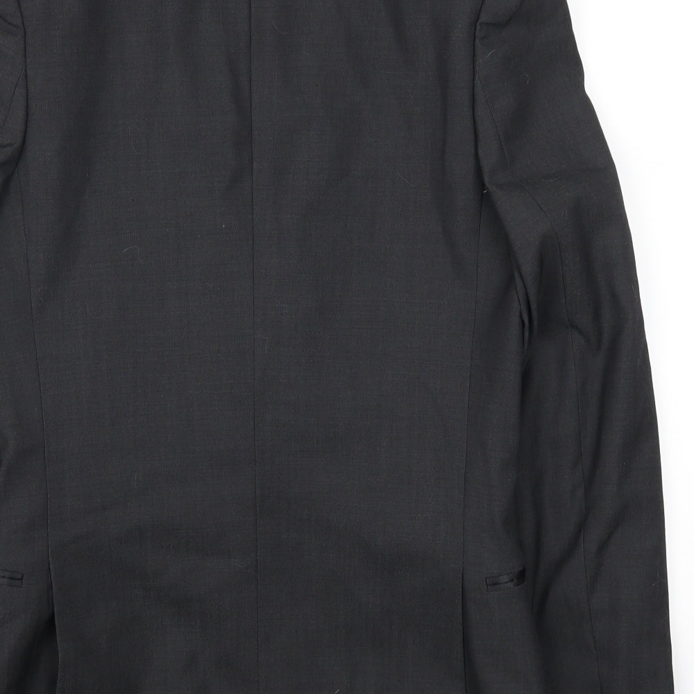 Brand and care label for Topshop men’s grey jacket suit jacket, size 34