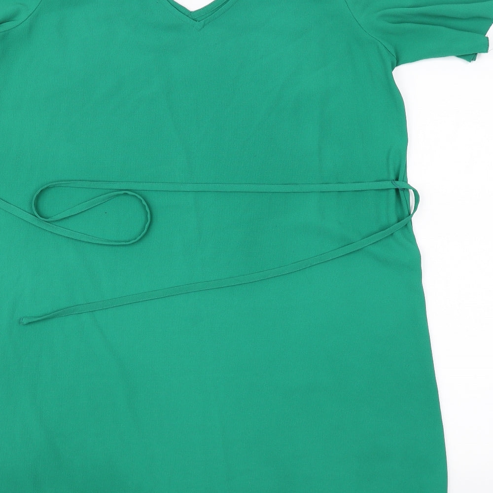 Brand and care label for Papaya women’s green basic blouse, size UK 14