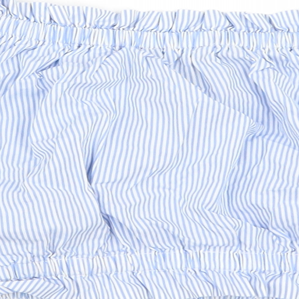 FOREVER 21 Womens Blue Striped Cropped Blouse Size M