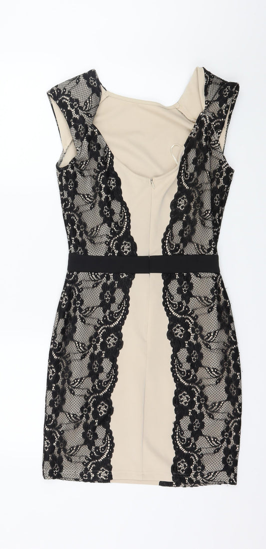 Boohoo Womens Ivory Bodycon Size 8 - Lace Detail