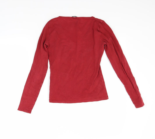 H&M Womens Red Pullover Sweatshirt Size S