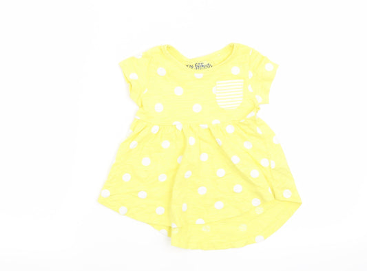 NEXT Girls Yellow Polka Dot T-Shirt Dress Size 6-9 Months
