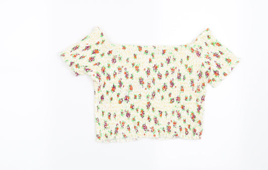 Topshop Womens Yellow Floral Basic Blouse Size 10