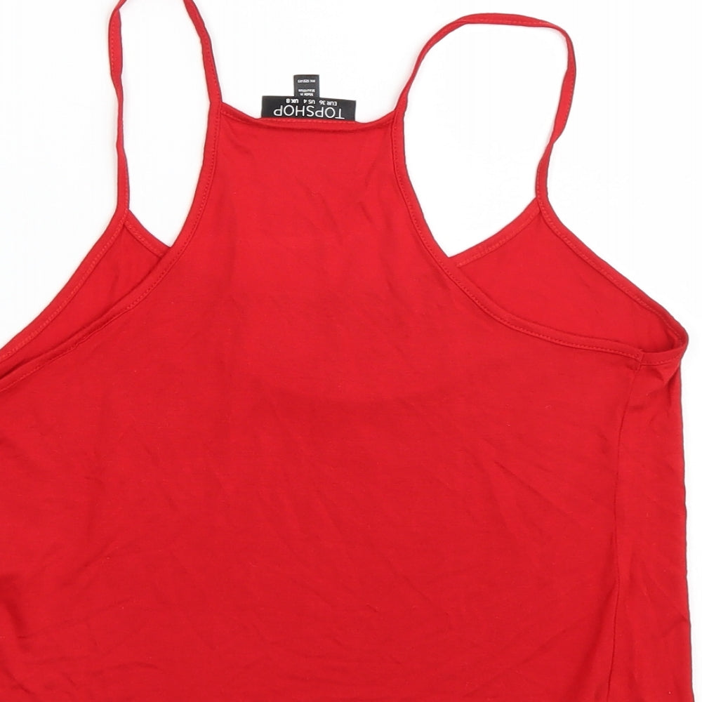 Womens UK Size 8 Topshop Red Cropped Tank