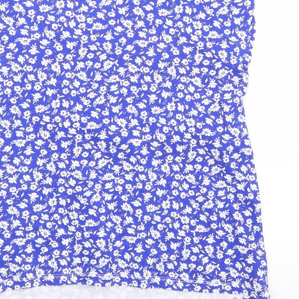 Matalan Womens Blue Floral Basic T-Shirt Size 10