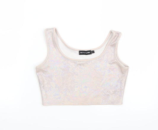 Additional front view of PRETTYLITTLETHING women’s purple basic tank, size UK 4