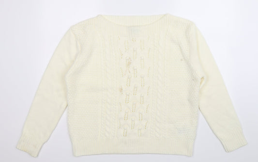 Peacocks Womens White Knit Pullover Jumper Size 18
