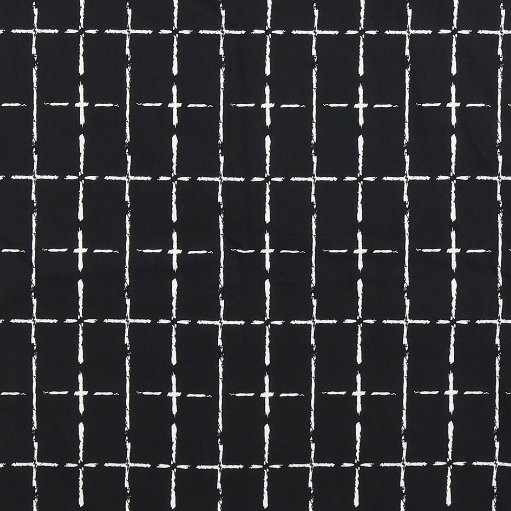 Brand and care label for Atmosphere women’s black check straight & pencil skirt, size UK 32, in