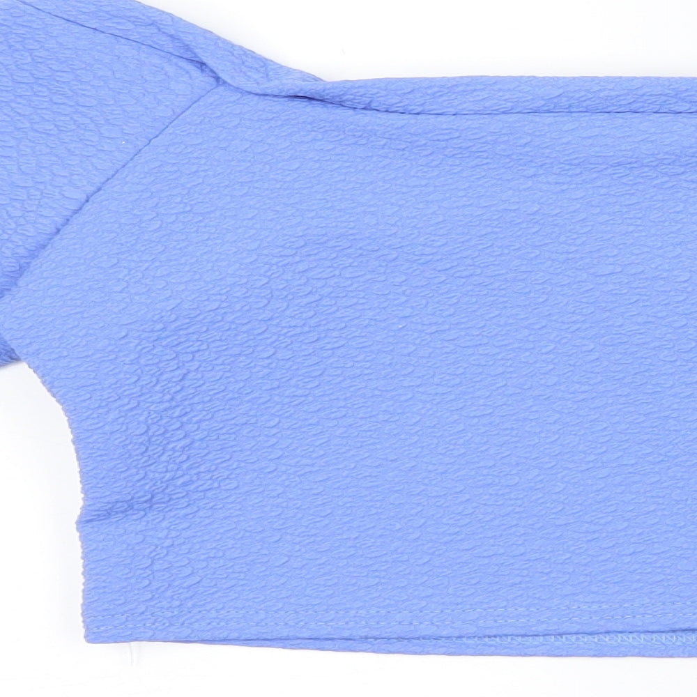 Womens UK Size 10 Kiah Blue Cropped T-Shirt