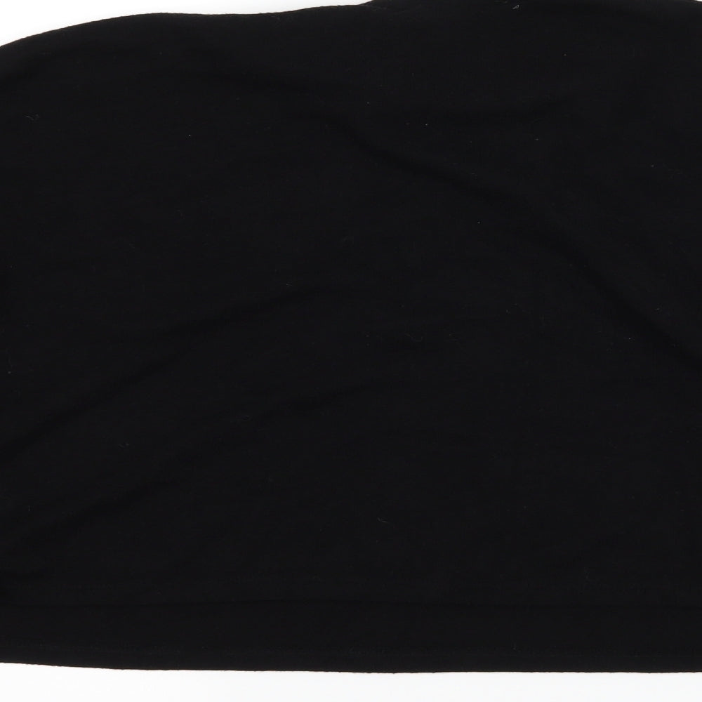Brand and care label for H&M women’s black jumper, size M