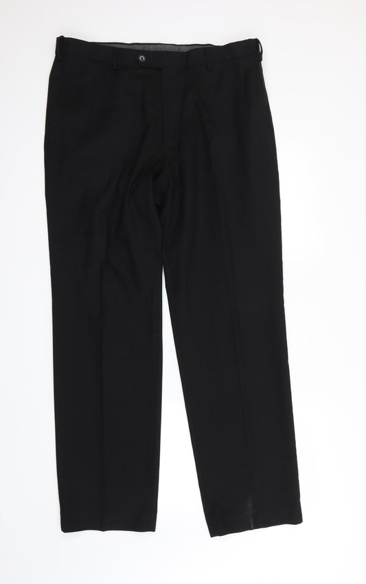 Additional front view of Marks & Spencer women’s black dress pants trousers, size UK 36, in, 28-inch leg