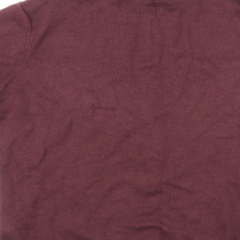 Brand and care label for H&M women’s purple jumper, size UK 12