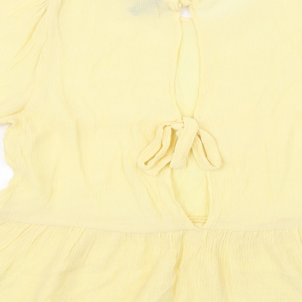 Womens UK Size 10 H&M Yellow Basic Blouse