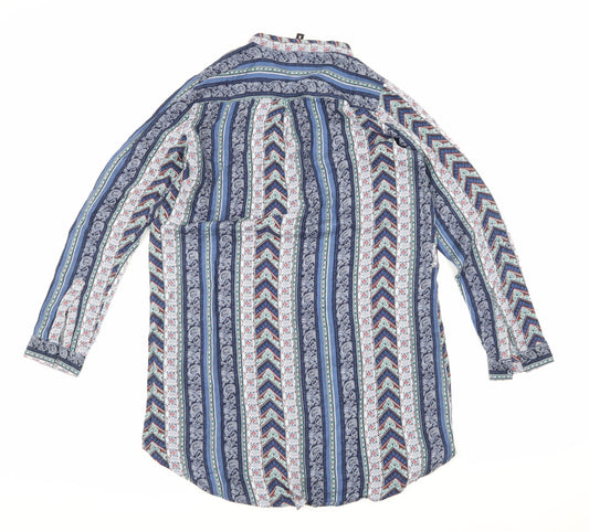 H&M Womens Blue Striped Shirt Dress Size 8