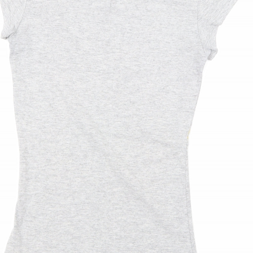 Womens UK Size 6 Rainbow Grey Basic T-Shirt